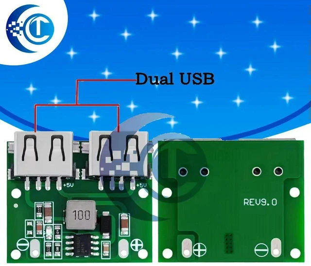 Main image of AJMRTC DC-DC Buck Converter Step-Down Module, DC 6V-26V to 5V 3A Dual USB Output Voltage Regulator, Car Power Charger Module for Vehicle Mobile Phone and Electronic Equipment Power Supply