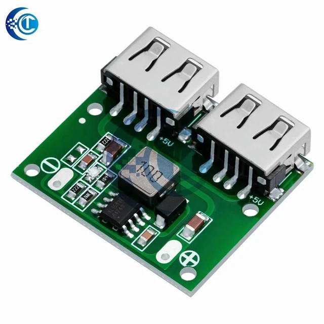 Alt view image 2 of 3 - AJMRTC DC-DC Buck Converter Step-Down Module, DC 6V-26V to 5V 3A Dual USB Output Voltage Regulator, Car Power Charger Module for Vehicle Mobile Phone and Electronic Equipment Power Supply
