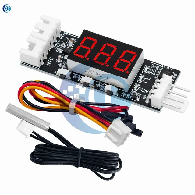 Alt view image 2 of 3 - AJMRTC Single Channel 12V 0.8A PWM Fan Speed Controller, 2-3 Wire Chassis Fan Temperature Control Module, NTC B50K 3950 Probe, Computer Case Noise Reduction Automatic Fan Speed Regulator