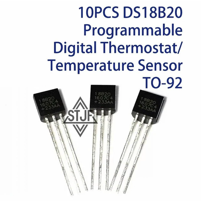 Main image of AJMRTC 10PCS DS18B20 Digital Temperature Sensor TO-92 Package, Programmable Resolution 1-Wire Thermometer Sensor, Waterproof Optional, for Arduino Raspberry Pi Microcontroller Temperature Measurement
