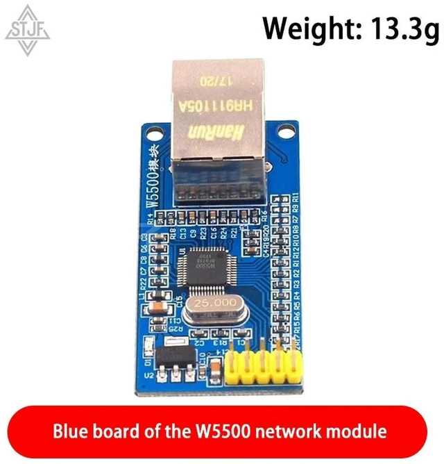 Alt view image 3 of 3 - AJMRTC W5500 Ethernet Network Module, TCP/IP Hardware Protocol Stack, SPI Interface, 3.3V & 5V I/O Compatible, for 51 STM32 MCU Microcontroller, 1 Piece Network Communication Board for DIY Electronic