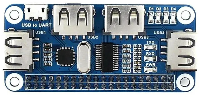 Main image of AJMRTC 4 Port USB HUB HAT for Raspberry Pi Zero W WH, Onboard USB To UART Serial Module, USB Expansion HAT Board for Raspberry Pi Zero Series DIY Electronic Projects