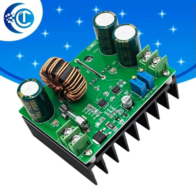 Alt view image 2 of 3 - AJMRTC 600W Industrial DC-DC Boost Step Up Converter Module, CC/CV Constant Current Constant Voltage Power Board, 9V-60V Input to 12V-80V Output for Battery Charging, Power Supply DIY Projects