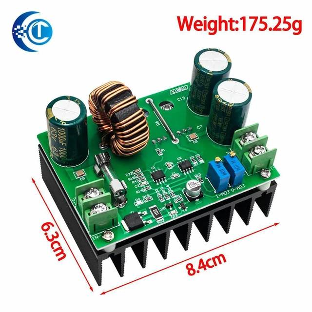 Alt view image 3 of 3 - AJMRTC 600W Industrial DC-DC Boost Step Up Converter Module, CC/CV Constant Current Constant Voltage Power Board, 9V-60V Input to 12V-80V Output for Battery Charging, Power Supply DIY Projects