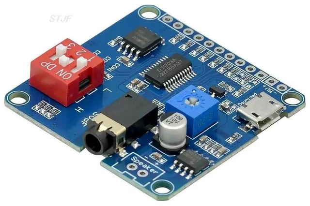 Main image of AJMRTC DY-SV8F MP3 Voice Sound Playback Module, UART & I/O Trigger Audio Player Board, Built-in 5W Class D Amplifier, 8M Storage, Supports SD/TF Card for DIY Voice Prompt Electronic Projects