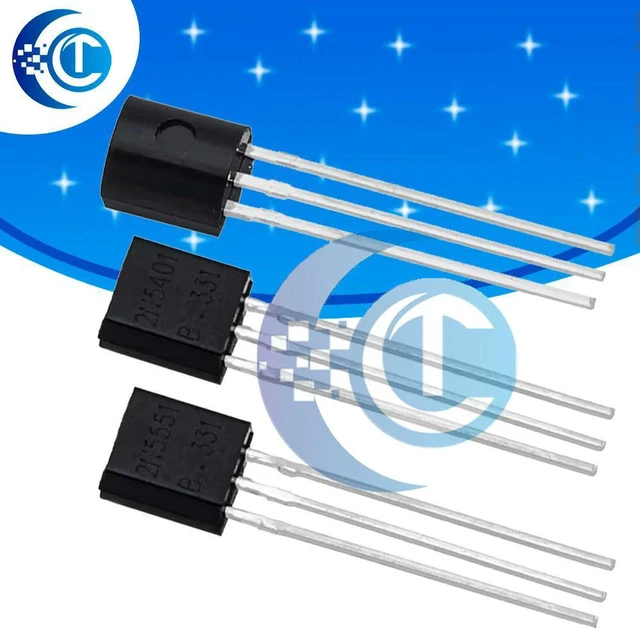 Alt view image 3 of 3 - AJMRTC 50Pcs Bipolar Transistor Assortment Kit, TO-92 DIP Through-Hole, 25Pcs 2N5401 + 25Pcs 2N5551, NPN PNP Transistor Set for Electronic Circuit DIY, Amplifier and Switch Projects