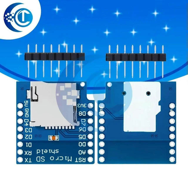 Main image of AJMRTC TF Micro SD Card Expansion Shield for WeMos D1 Mini, SD Memory Card Reader Module, Data Storage Expansion Board for ESP8266 WeMos D1 Mini DIY IoT Projects