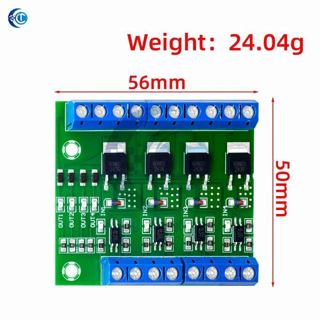 Alt view image 3 of 3 - AJMRTC 4 Channel MOS FET Pulse Trigger Switch Controller Board, PWM Optocoupler Opto-isolator Driver Module, Isolated Switch Control for Motor, LED Light and Electronic DIY Projects