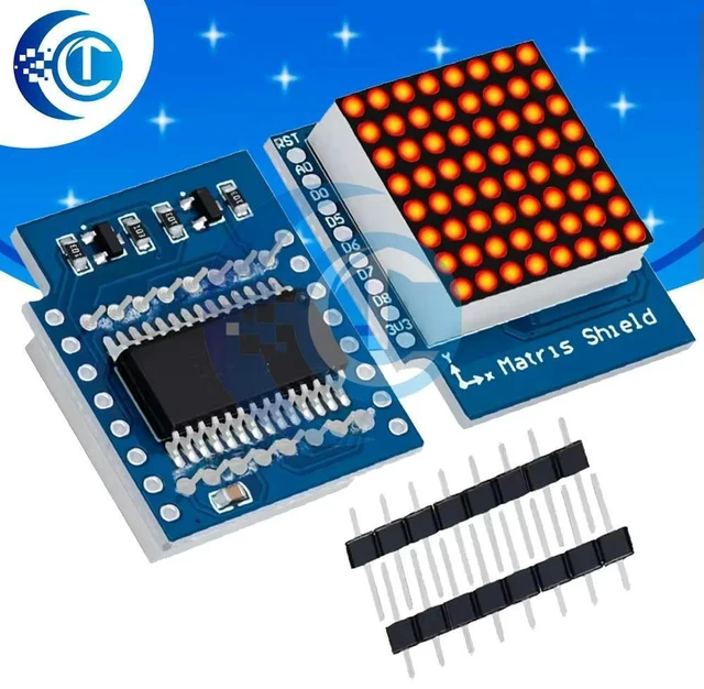 Alt view image 2 of 3 - AJMRTC 1PCS Matrix LED Shield V1.0.0 for WEMOS D1 Mini, 8×8 Dot Matrix Digital Signal Output Controller Module, LED Display Expansion Board for Wemos D1 Mini IoT & Electronic DIY Projects