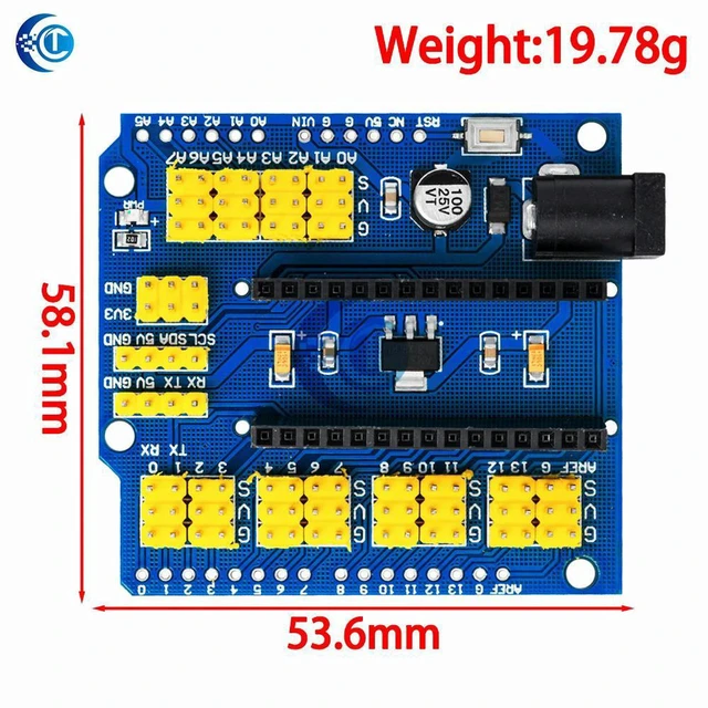 Alt view image 3 of 3 - AJMRTC Sensor Shield Expansion Module, Compatible with Arduino UNO R3 Nano V3.0 Controller, I2C & PWM Interface, 3.3V Output, I/O Breakout Board for Sensor, Servo Motor, Electronic DIY Projects