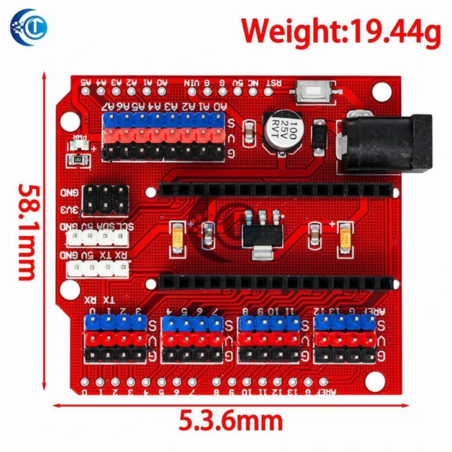 Alt view image 2 of 3 - AJMRTC Sensor Shield Expansion Module, Compatible with Arduino UNO R3 Nano V3.0 Controller, I2C & PWM Interface, 3.3V Output, I/O Breakout Board for Sensor, Servo Motor, Electronic DIY Projects