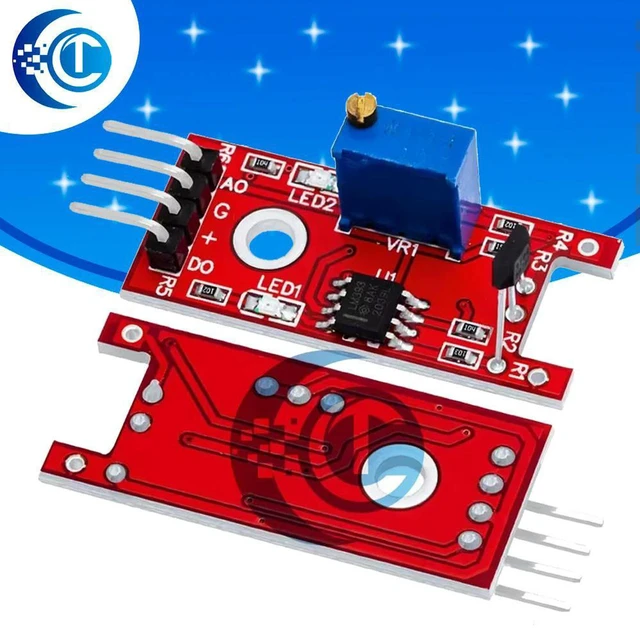 Alt view image 3 of 3 - AJMRTC KY-024 4-Pin Hall Effect Sensor Module, Linear Magnetic Switch Module, Non-contact Magnetic Detector for Speed Counting, Tachometer, Motor RPM Test, Arduino ESP32 DIY Electronic Projects