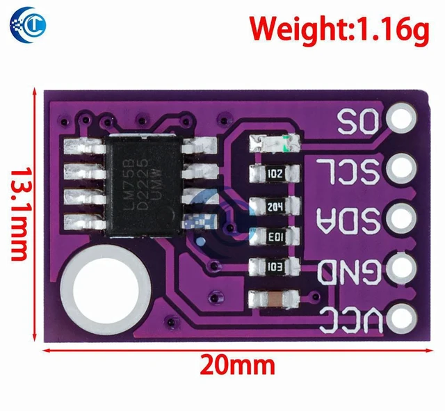 Alt view image 3 of 3 - AJMRTC LM75A Temperature Sensor Module, High Precision High Speed I2C Interface Digital Thermometer Development Board, LM75 Sensor Breakout for Arduino, ESP32, Raspberry Pi, Industrial Temperature