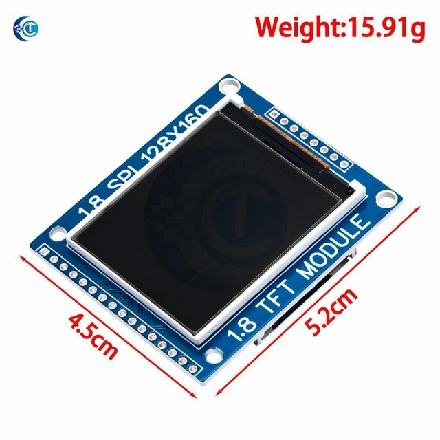 Alt view image 3 of 3 - AJMRTC 1.8 Inch SPI TFT LCD Display Module, 128x160 Dot Matrix Screen, 3.3V/5V Dual Voltage PCB Adapter IC, Compatible with Arduino ESP32, Replacement for LCD1602 for Embedded DIY Projects