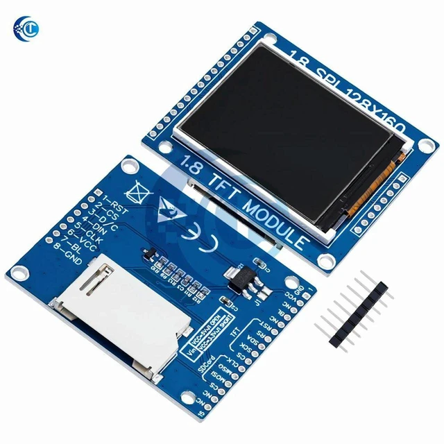 Alt view image 2 of 3 - AJMRTC 1.8 Inch SPI TFT LCD Display Module, 128x160 Dot Matrix Screen, 3.3V/5V Dual Voltage PCB Adapter IC, Compatible with Arduino ESP32, Replacement for LCD1602 for Embedded DIY Projects