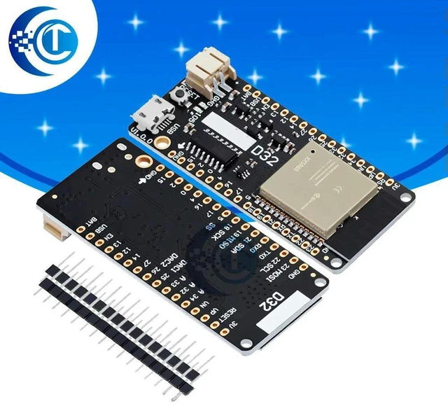 Main image of AJMRTC LOLIN D32 V1.0.0 ESP32 WiFi Bluetooth Development Board, ESP-WROOM-32 Chip 4MB Flash, MicroPython Compatible, Dual-Core MCU Board for IoT, Wireless Sensor, Embedded Programming DIY Projects