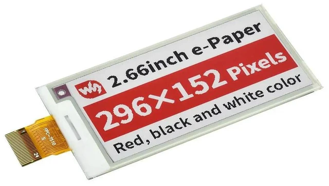 Alt view image 3 of 3 - AJMRTC 2.66 Inch E-Paper E-Ink Raw Display Panel, 296×152 Resolution 3-Color Red Black White SPI Interface E-Paper Screen Module for Arduino Raspberry Pi Electronic DIY & Embedded Projects