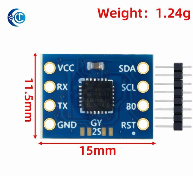 Alt view image 2 of 3 - AJMRTC MPU-6050 GY-25 Inclination Sensor Module, Serial Port Direct Angle Data Output Tilt Measurement Sensor, 3-Axis Accelerometer Gyroscope for Arduino Raspberry Pi Robot DIY Projects