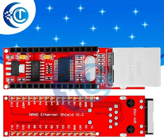 Main image of AJMRTC ENC28J60 Ethernet Shield Network Module, HR911105A RJ45 Web Server Ethernet Controller Board Compatible with Nano V3.0 for Arduino Electronic DIY & Network Prototyping Projects