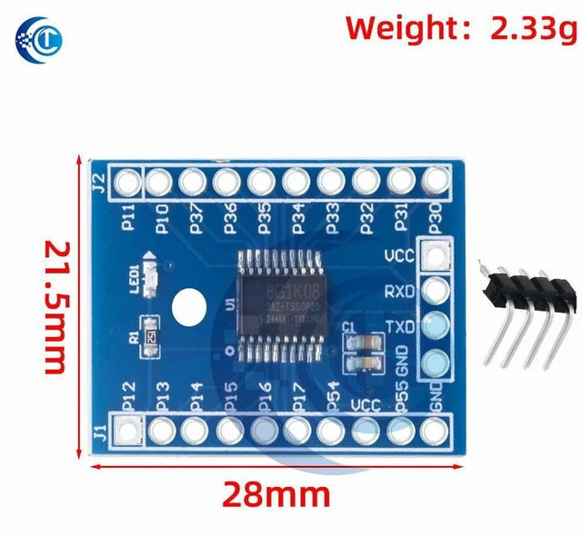 Alt view image 2 of 3 - AJMRTC STC8G1K08 Core Board, TSSOP20 Microcontroller Development Module, 1.9V-5.5V Wide Voltage 8051 Single Chip Board for Programming Learning, Experiment Demonstration & Electronic DIY Projects