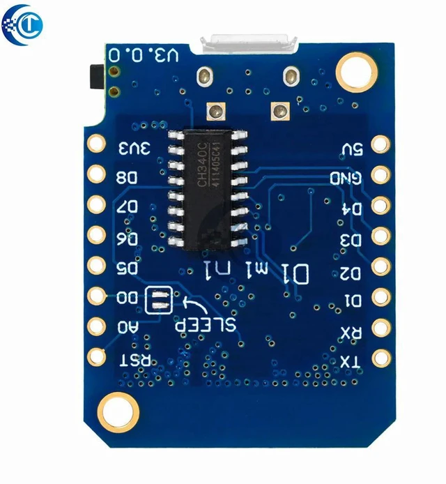 Alt view image 2 of 3 - AJMRTC Wemos D1 Mini V3.0.0 ESP8266 IoT Development Board, 4MB Flash CH340G USB Serial WiFi Module, Compatible with NodeMCU, for Arduino MicroPython Electronic DIY Projects