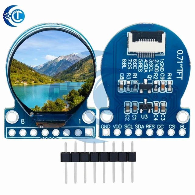 Alt view image 3 of 3 - AJMRTC 0.71 Inch Round TFT LCD Display Module, 160×160 RGB Screen with GC9A01 Driver, 8PIN SPI Interface Circular TFT Panel with PCB, for Arduino STM32 DIY Electronic Smart Watch Projects