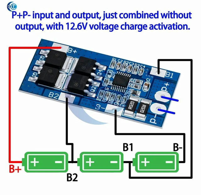 Alt view image 3 of 3 - AJMRTC 3S 20A Lithium Battery BMS Protection Board, 10.8V 11.1V 12V 12.6V Li-ion Lipo Charger Discharge PCM Module, 10A Continuous Current Battery Management PCB for Battery Pack DIY Projects