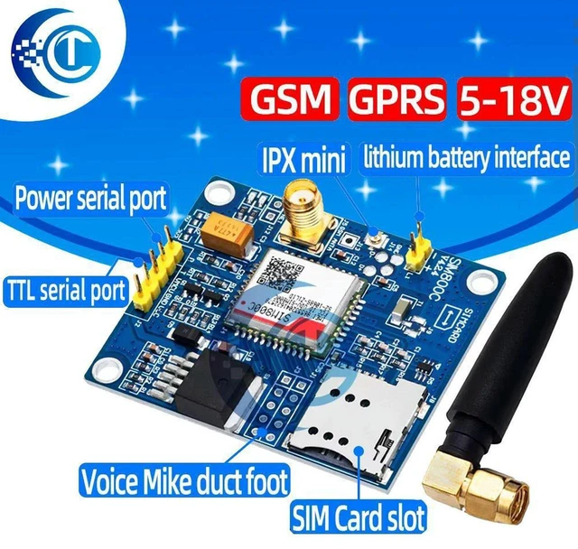 Main image of AJMRTC SIM800C GSM GPRS Development Board, Wireless Cellular Module with SMS Message, Bluetooth Audio Interface, Support TTS & DTMF for Arduino IoT Remote Monitoring & Alarm Project