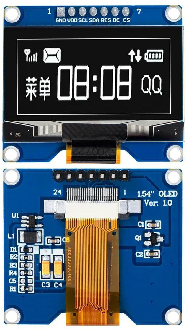 Main image of AJMRTC 1.54 Inch OLED Display Module, 128×64 Resolution Screen, SSD1309 Driver IC, SSD1306 Compatible, 7-Pin SPI Interface OLED Breakout Board for Arduino Raspberry Pi DIY Display Project