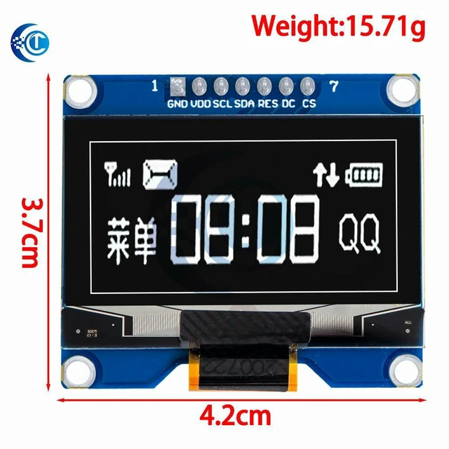 Alt view image 2 of 3 - AJMRTC 1.54 Inch OLED Display Module, 128×64 Resolution Screen, SSD1309 Driver IC, SSD1306 Compatible, 7-Pin SPI Interface OLED Breakout Board for Arduino Raspberry Pi DIY Display Project