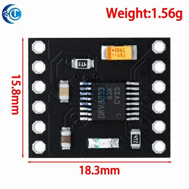 Alt view image 3 of 3 - AJMRTC 1PCS DRV8833 2 Channel DC Motor Driver Module Board, 1.5A Dual H-Bridge Motor Controller, 3V to 10V Operating Voltage for Arduino Robot Car DIY Motor Control Project