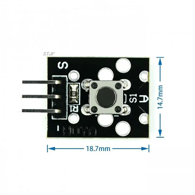 Alt view image 2 of 3 - AJMRTC KY-004 3Pin Button Key Switch Sensor Module, 6×6×5mm Tactile Push Button Breakout Board, KY004 Momentary Switch Module for Arduino DIY Electronic Starter Kit Project