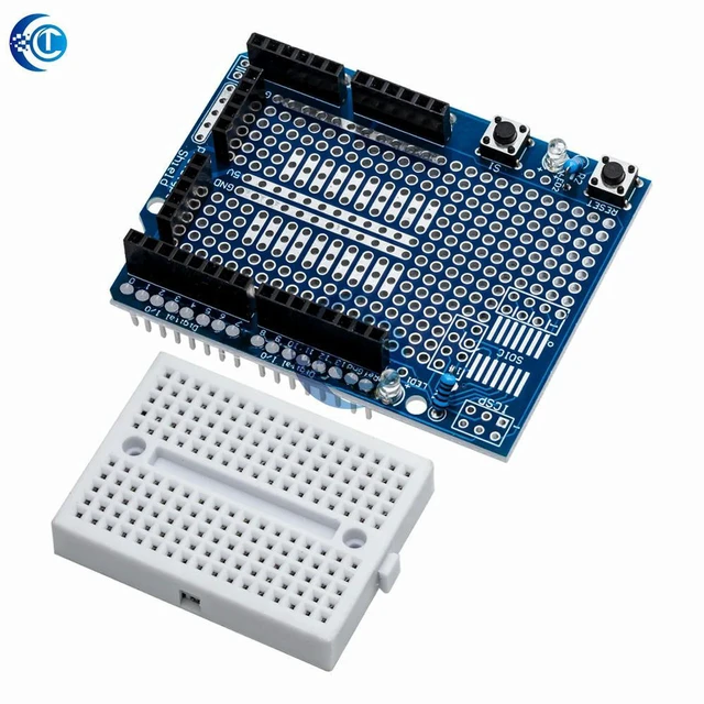 Alt view image 2 of 3 - AJMRTC 1PC ProtoShield Prototype Board for Arduino UNO, with SYB-170 Mini Breadboard, Soldering Prototype Expansion Shield for Circuit Solder Assembly & Electronic DIY Project