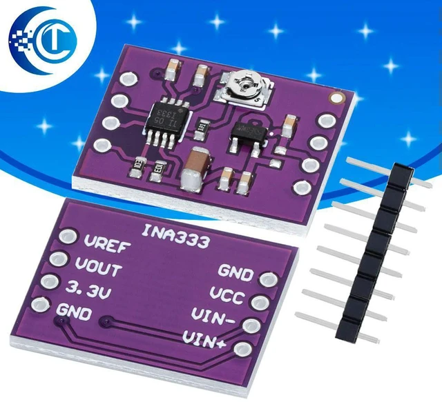 Alt view image 2 of 3 - AJMRTC INA333 Precision Instrumentation Amplifier Module, Low Noise Op-Amp Board, Multifunctional Weak Signal Acquisition for Human Body Bio-Signal Detection DIY Circuit Projects