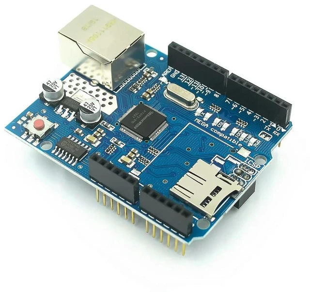 Alt view image 3 of 3 - AJMRTC W5100 Ethernet Shield R3 Development Board, Wiznet W5100 Network Expansion Module with Micro SD Slot, Compatible with UNO R3, Mega 2560, Mega 1280, 328 for IoT Web Server DIY Projects