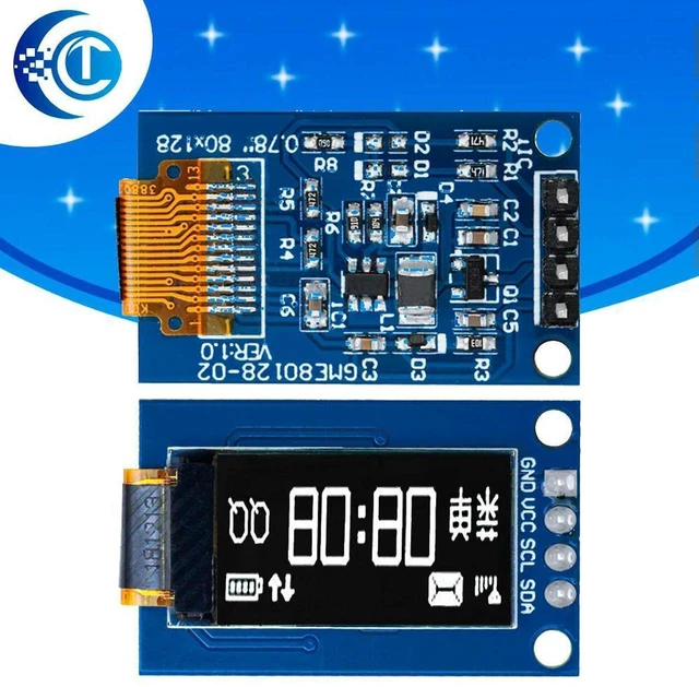 Main image of AJMRTC 0.78 Inch White OLED Display Module, 128×80 Resolution SH1107 Driver SPI Interface Screen, Compatible with Arduino STM32 ESP32 for Embedded DIY Electronic Projects