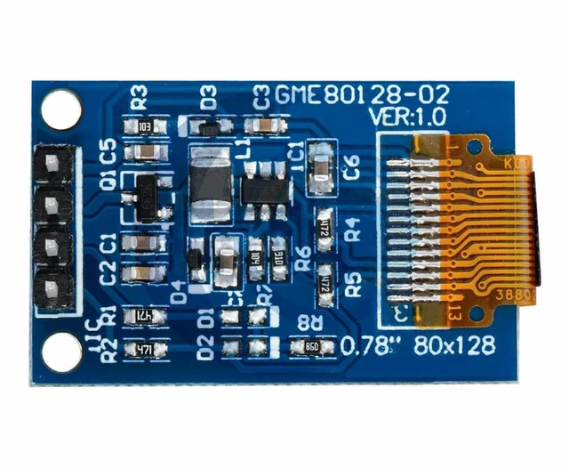 Alt view image 3 of 3 - AJMRTC 0.78 Inch White OLED Display Module, 128×80 Resolution SH1107 Driver SPI Interface Screen, Compatible with Arduino STM32 ESP32 for Embedded DIY Electronic Projects