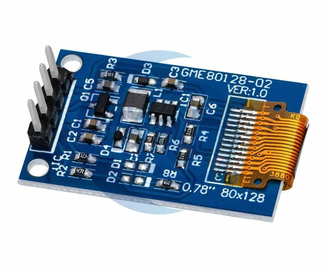 Alt view image 2 of 3 - AJMRTC 0.78 Inch White OLED Display Module, 128×80 Resolution SH1107 Driver SPI Interface Screen, Compatible with Arduino STM32 ESP32 for Embedded DIY Electronic Projects