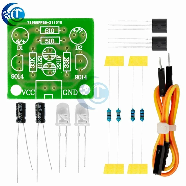 Alt view image 2 of 3 - AJMRTC DIY Electronic Kit, 5MM LED Simple Flash Light Circuit Board Kit, LED Flashing Circuit Production Suite with Components for Student Soldering Practice Electronic Learning Projects
