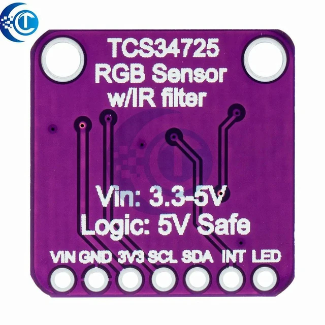 Alt view image 2 of 3 - AJMRTC 1PC TCS34725 RGB Color Sensor Module, I2C Interface Light Color Recognition Detector Board, Compatible with STM32 Arduino ESP32 for Testing Prototyping DIY Projects