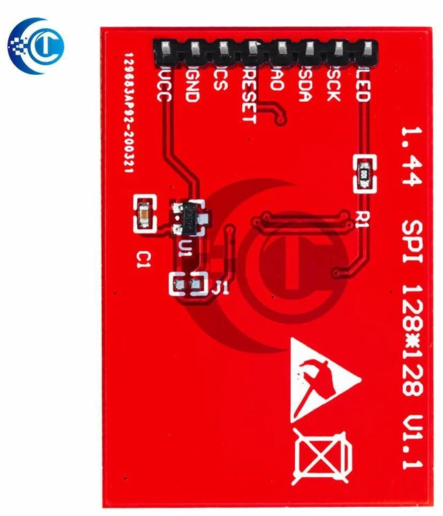 Alt view image 2 of 3 - AJMRTC 1.44 Inch TFT LCD Display Module, 128×128 SPI Color Screen, 3.3V Operating Voltage, Compatible with STM32 51 MCU Arduino ESP32 for Embedded DIY Electronic Projects