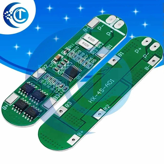 Main image of AJMRTC 4S Li-ion BMS Protection Board 14.8V 12A, 16.8V Charge Cutoff 72×17×3.0mm Battery Management Module for 18650 Lithium Battery Pack DIY Power Supply Projects