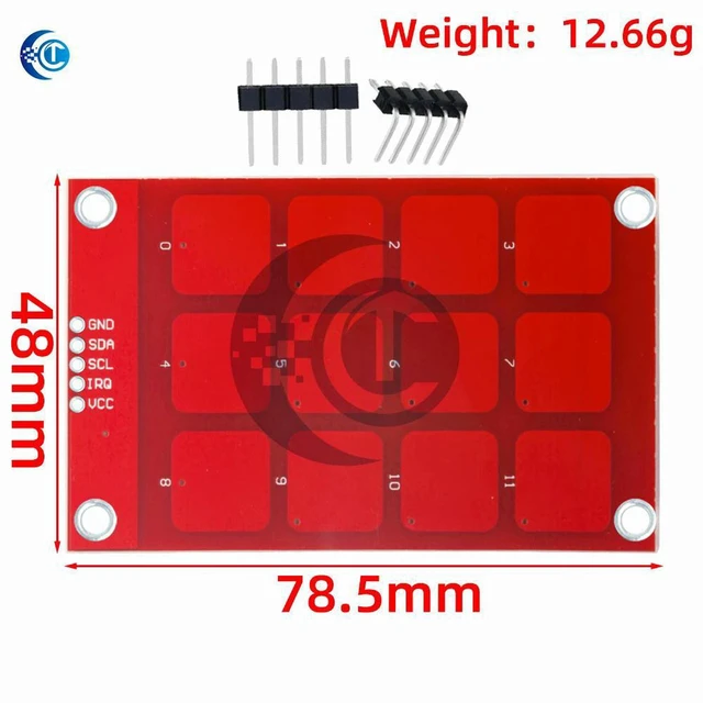 Alt view image 2 of 3 - AJMRTC MPR121 Capacitive Touch Sensor Keypad Module, 12 Channel Touch Buttons I2C Interface Digital Touch Controller for Arduino Raspberry Pi DIY Electronic Projects