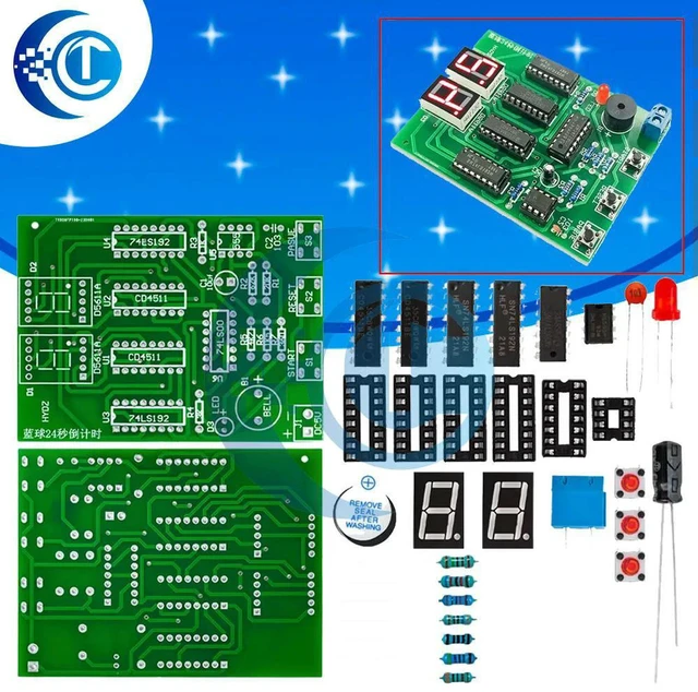 Alt view image 2 of 3 - AJMRTC STEM DIY 24 Second Shot Clock Kit, 2-Digit LED Countdown Timer Module, Digital Time Display Board for Basketball Game Timing, Electronic Learning & Educational STEM Projects