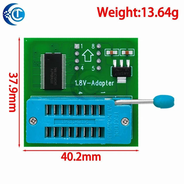Alt view image 2 of 3 - AJMRTC SOP8 DIP8 1.8V SPI Flash Adapter Module, Compatible with W25 MX25 Flash Chips, Works with TL866 EZP CH341 Programmers, Maker Friendly IC Programming Board