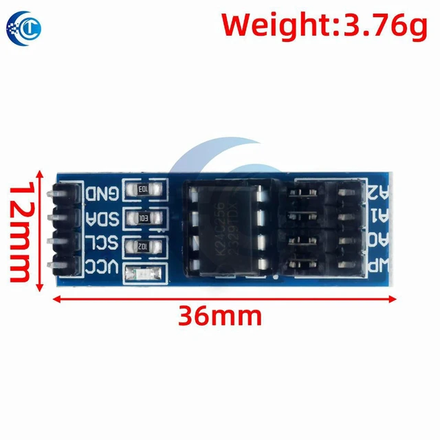 Alt view image 2 of 3 - AJMRTC AT24C256 I2C EEPROM Memory Module, 256Kbit Storage 1.8V-5.5V Wide Voltage SOP-8 Chip with Address Pins for Arduino STM32 Microcontroller DIY Projects