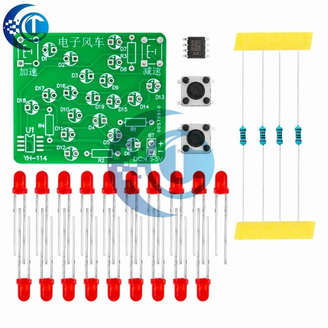 Alt view image 2 of 3 - AJMRTC Educational DIY Windmill Soldering Kit, 1PC DC 5V Speed Controllable DC Motor & MCU Learning Board, Electronic Soldering Practice STEM Kit for Student Electronic Experiment Projects