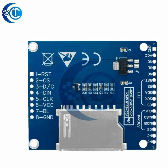 Alt view image 3 of 3 - AJMRTC 1.8 Inch SPI TFT LCD Display Module, 128×160 Pixels Color Screen, 3.3V/5V Dual Voltage Support, SPI Interface Display Panel for Arduino STM32 DIY Electronic Projects