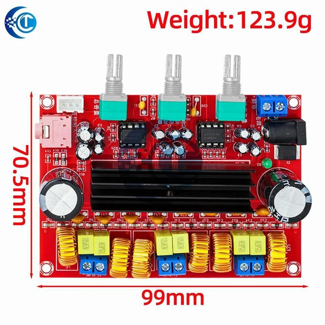 Alt view image 3 of 3 - AJMRTC XH-M139 2.1 Channel TPA3116D2 Class D Amplifier Board, 2×50W+100W HiFi Audio Power Amp Module, DC 12V-24V Wide Voltage Subwoofer Amplifier for DIY Home Speaker, Car Audio Sound System Upgrade