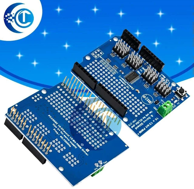 Main image of AJMRTC Motor Stepper Servo Robot Shield I2C v2 Kit with PWM Driver, DC Motor Stepper Motor Servo Driver Expansion Board, I2C Interface Robot Control Module for Arduino DIY Robotics Project